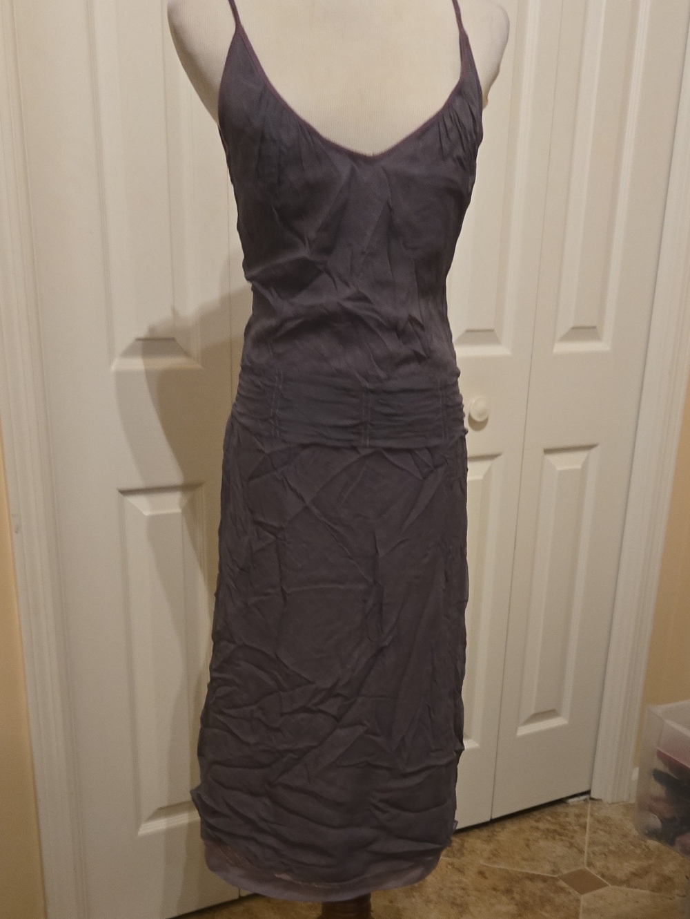NWOT TYLER. Dusty Lavender Spaghetti Strap Slip Dress 3 LAYER silk Sz 2